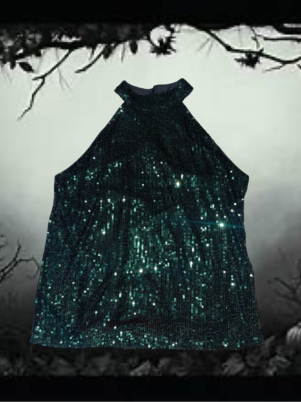 Cable & Gauge Emerald Sequin Halter Top